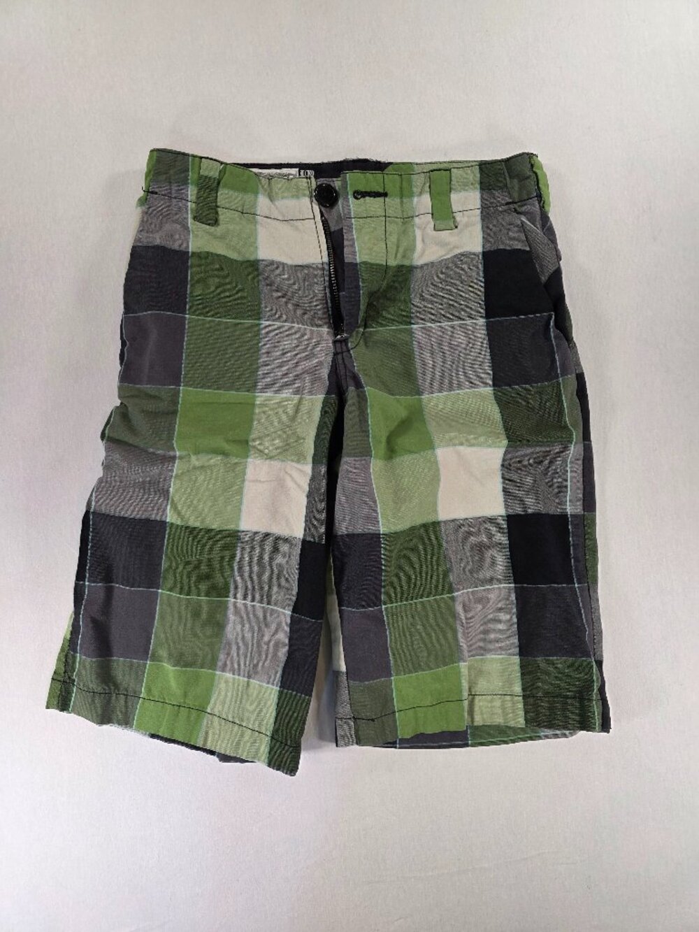 Ocean Current Boys Shorts Green Gray Black White Squared Size 8